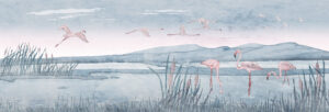 PAWOO Flamingo Laguna carta parati cameretta bambini fenicotteri